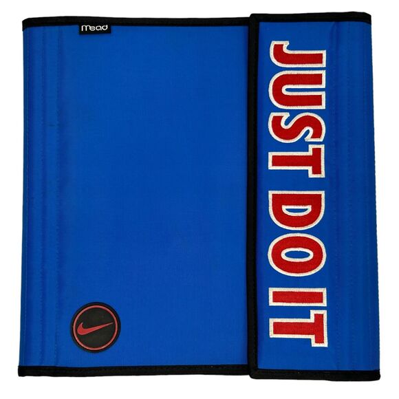Vintage Nike x Mead 3 Ring Binder Cover Folder Notebook Just Do It 90s 1995 Blue - Picture 1 of 11